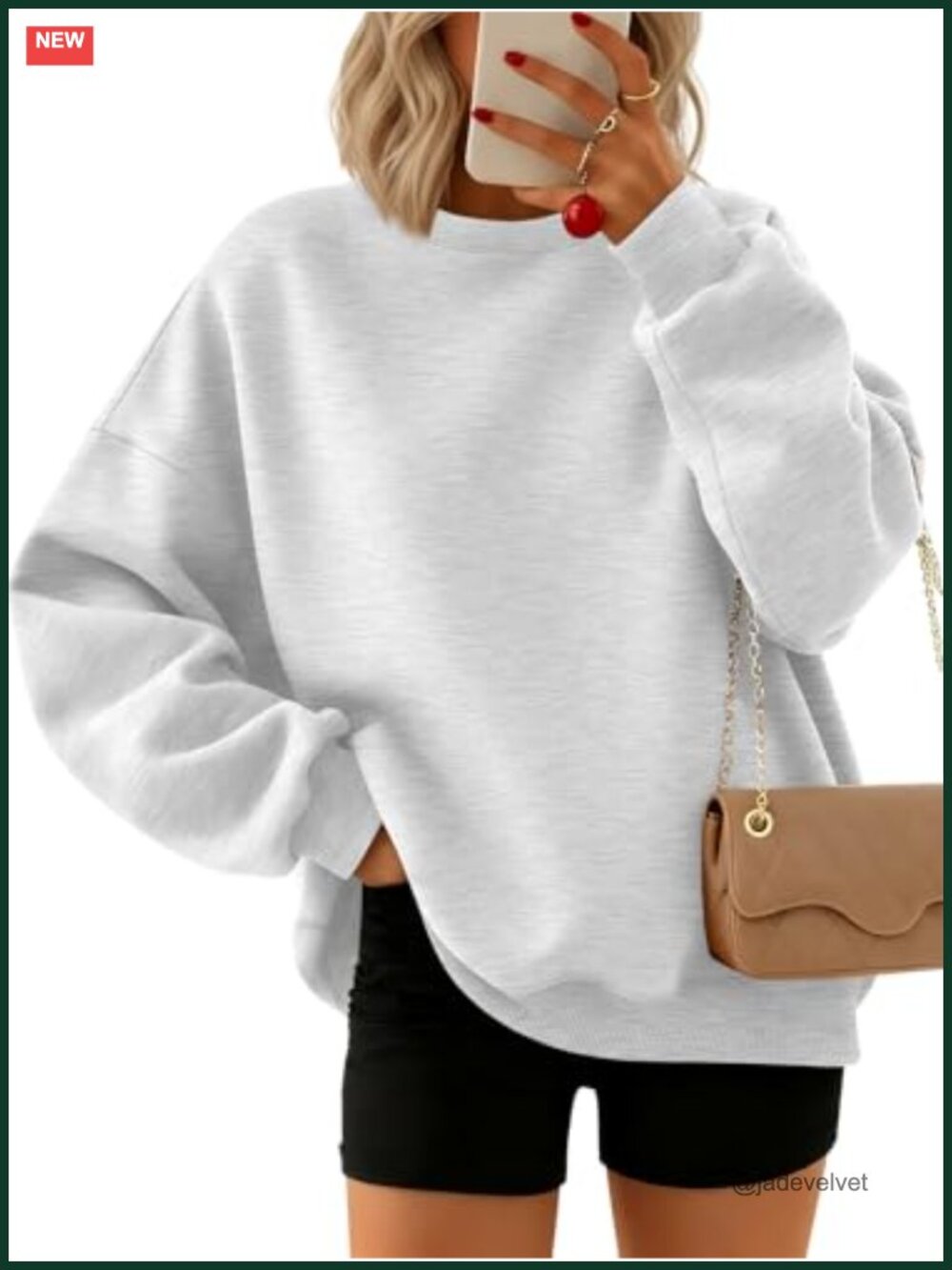 Oversized Crewneck Sweatshirt Polyester Cotton Pullover Casual Long Sleeve